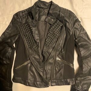 Faux Leather and Rayon Biker Shirt/Jacket